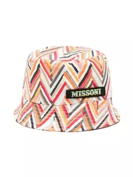Missoni Kids панама с нашивкой-логотипом, оранжевый