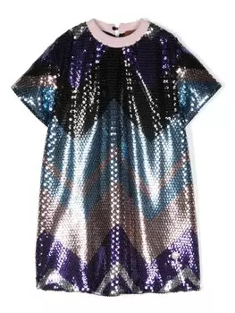 Missoni Kids платье мини с узором шеврон, черный