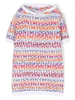 Missoni Kids платье с капюшоном и логотипом, белый