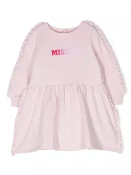 Missoni Kids платье с оборками и логотипом, розовый