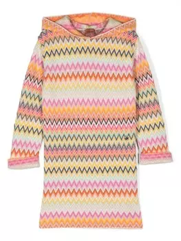 Missoni Kids платье с узором шеврон, оранжевый
