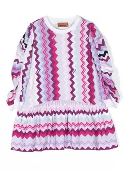 Missoni Kids платье с узором зигзаг, фиолетовый
