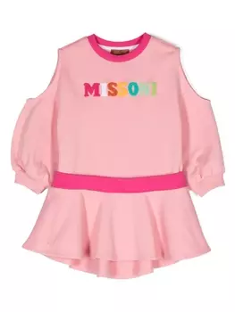 Missoni Kids платье с вышитым логотипом, розовый