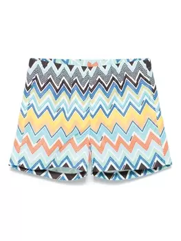 Missoni Kids плавки-шорты с узором зигзаг, синий