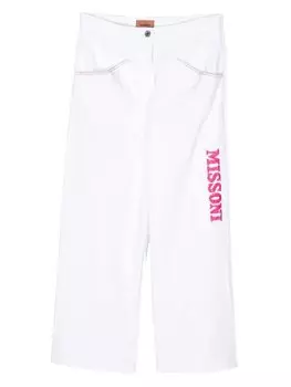 Missoni Kids прямые брюки с пайетками, белый