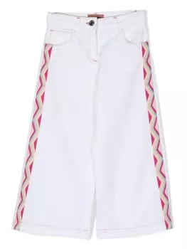 Missoni Kids прямые джинсы с узором зигзаг, белый
