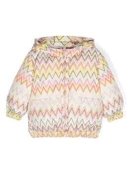 Missoni Kids пуховик с капюшоном, розовый