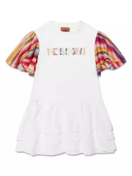 Missoni Kids ярусное платье, белый