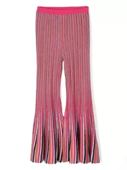 Missoni Kids расклешенные брюки в полоску, розовый