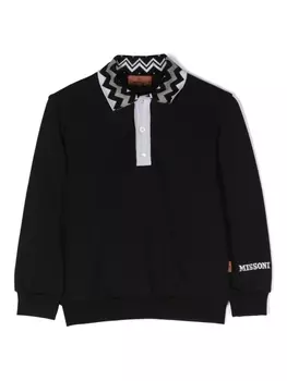 Missoni Kids рубашка поло с длинными рукавами, черный