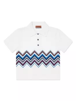 Missoni Kids рубашка поло с узором зигзаг, белый