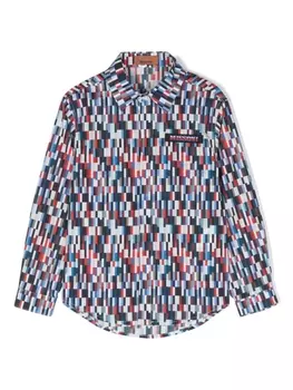 Missoni Kids рубашка с геометричным принтом, синий