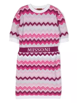 Missoni Kids рубашка с короткими рукавами и узором зигзаг, розовый