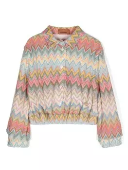 Missoni Kids рубашка с узором шеврон, синий