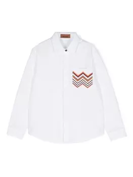 Missoni Kids рубашка с узором зигзаг, белый