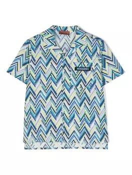Missoni Kids рубашка с узором зигзаг, синий