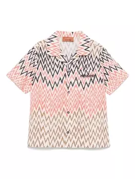 Missoni Kids рубашка с вышитым логотипом, розовый