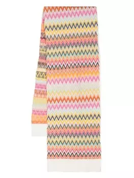 Missoni Kids шерстяной шарф с узором зигзаг, розовый