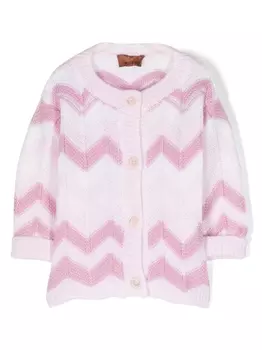 Missoni Kids шерстяной топ с узором зигзаг, розовый
