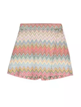 Missoni Kids шорты с узором шеврон, розовый