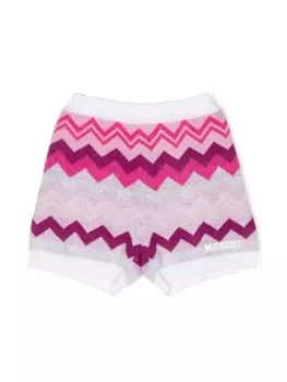 Missoni Kids шорты с узором зигзаг, розовый