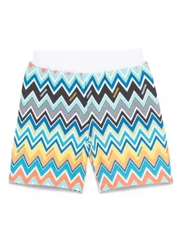 Missoni Kids шорты с узором зигзаг, синий