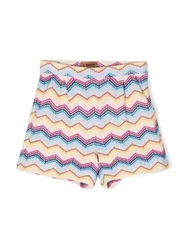 Missoni Kids шорты с узором зигзаг, желтый