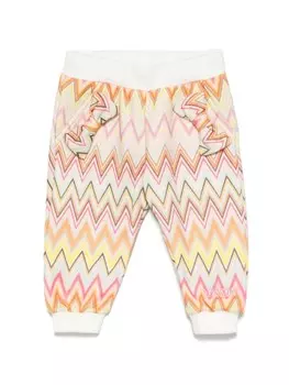 Missoni Kids спортивные брюки с узором шеврон, белый