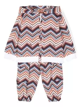 Missoni Kids спортивный костюм с узором шеврон, оранжевый