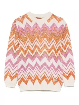 Missoni Kids свитер с узором шеврон, белый