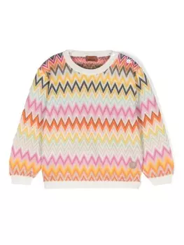Missoni Kids свитер с узором зигзаг, нейтральный цвет
