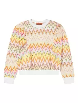 Missoni Kids свитер с узором зигзаг, розовый