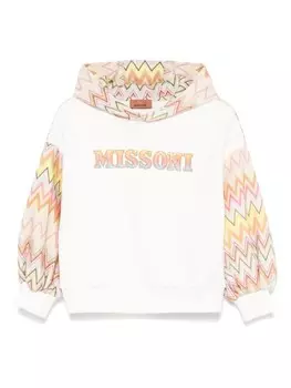 Missoni Kids толстовка с капюшоном и зигзагообразным принтом, белый