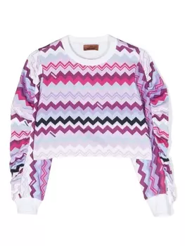 Missoni Kids толстовка с узором зигзаг, розовый