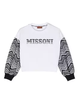 Missoni Kids толстовка с вышитым логотипом, белый