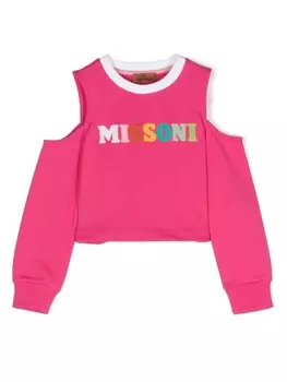 Missoni Kids толстовка с вышитым логотипом, розовый