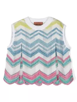 Missoni Kids топ с узором зигзаг, белый