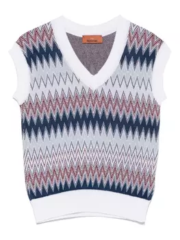 Missoni Kids топ с узором зигзаг, белый