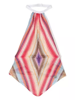 Missoni Kids топ с вырезом халтер и узором зигзаг, красный