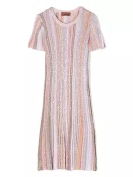 Missoni Kids трикотажное платье с пайетками, розовый