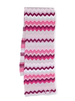 Missoni Kids трикотажный шарф с узором зигзаг, розовый