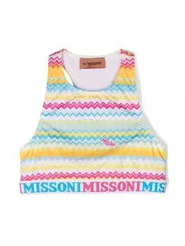 Missoni Kids укороченный топ с узором зигзаг, желтый