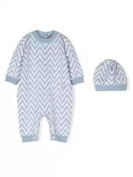 Missoni Kids вязаный шевронный комбинезон для малышей (набор из двух штук), синий
