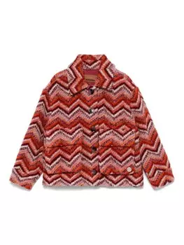 Missoni Kids жакет с узором шеврон, оранжевый