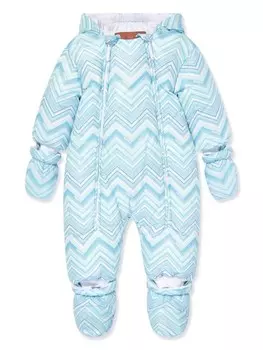 Missoni Kids зимний комбинезон с зигзагообразным узором, синий
