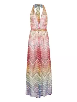 Missoni комбинезон с вырезом халтер и узором зигзаг, красный