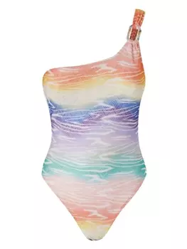 Missoni купальник на одно плечо с принтом тай-дай, белый