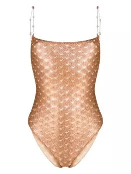 Missoni купальник с открытой спиной и эффектом металлик, коричневый