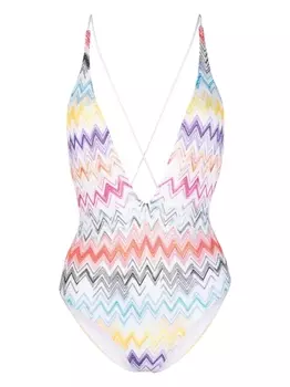 Missoni купальник с узором зигзаг, белый