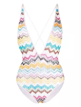 Missoni купальник с узором зигзаг, белый